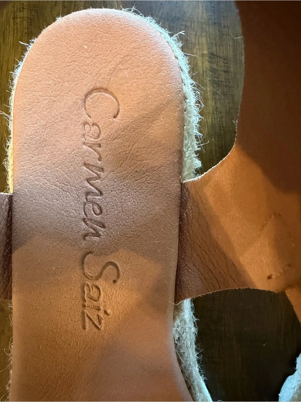 Tan Leather Espadrille Wedge Sandals - Tan